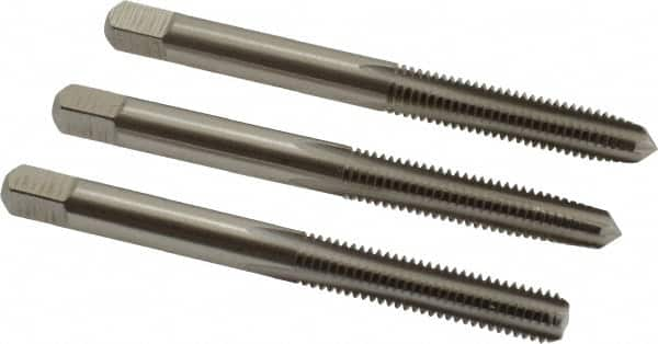 Cleveland - #12-28 UNF, 4 Flute, Bottoming, Plug & Taper, Bright Finish, High Speed Steel Tap Set - Right Hand Cut, 2-3/8" OAL, 1/2" Thread Length - Exact Industrial Supply