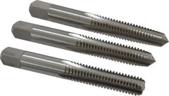 Cleveland - 3/8-16 UNC, 4 Flute, Bottoming, Plug & Taper, Bright Finish, High Speed Steel Tap Set - Right Hand Cut, 2.938" OAL, 3/4" Thread Length - Caliber Tooling