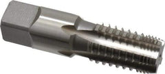 Cleveland - 3/8-18 NPT, 4 Flutes, Bright Finish, High Speed Steel, Interrupted Thread Pipe Tap - 2-9/16 Inch Overall Length, 0.7 Inch Shank Diameter, 1-1/16 Inch Thread Length, 0.53 Inch Square Size, Regular Hook, Plug Chamfer - Caliber Tooling