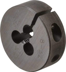 Cle-Line - #8-32 UNC Thread, 1" Outside Diam High Speed Steel Round Die - 3/8" Thick, Right Hand Thread, Adjustable - Exact Industrial Supply