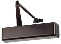 Falcon - Push & Pull Side Mount, Medium Duty Multi Size ADA Compliant Door Closer Full Cover Power Operated Damper - Nonhanded, Dark Bronze Finish - Caliber Tooling