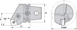 Kennametal - Left Hand Cut, Size KM63, CN.. Insert Compatiblity, Internal Modular Turning & Profiling Cutting Unit Head - 43mm Ctr to Cutting Edge, 60mm Head Length, Through Coolant, Series Kenloc - Caliber Tooling