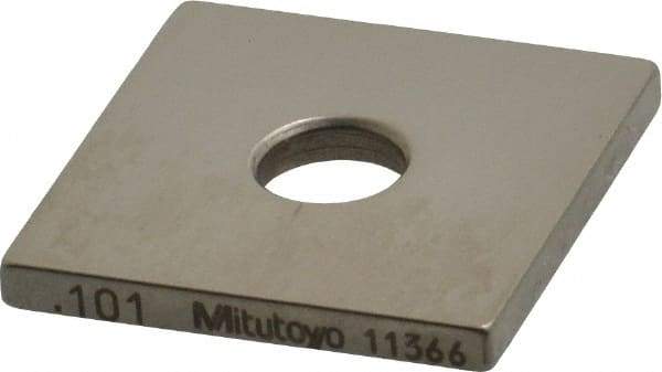 Mitutoyo - 0.101" Square Steel Gage Block - Accuracy Grade 0, Includes Certificate of Inspection - Caliber Tooling