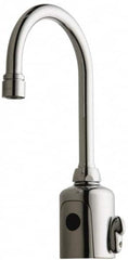 Chicago Faucets - Polished Chrome Plated Electronic User Adjustable Temperature Control Mixer Sensor Faucet - Powered by 6 Volt Lithium CRP2 Battery (Included), Gooseneck Spout, 4 to 8" Mounting Centers - Caliber Tooling