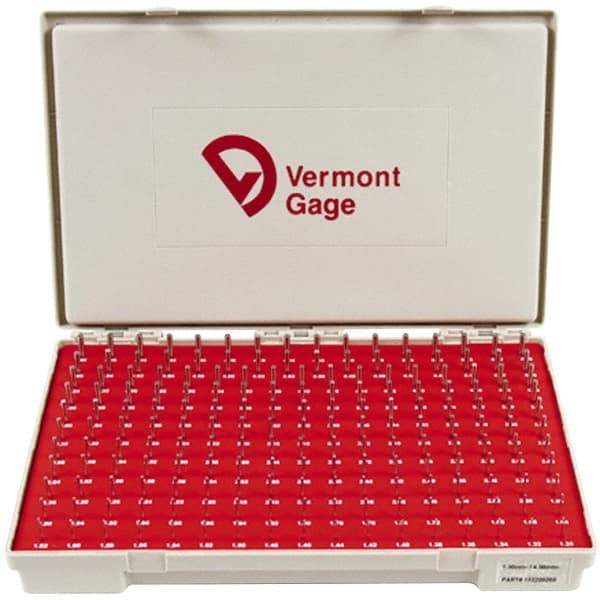 Vermont Gage - 185 Piece, 1.31-4.99 mm Diameter Plug and Pin Gage Set - Minus 0.01 mm Tolerance, Class ZZ - Caliber Tooling