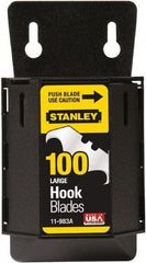 Stanley - 100 Piece High Carbon Steel Hook Blade - 48mm OAL, 1-7/8" Blade Length, 0.024" Blade Thickness - Caliber Tooling