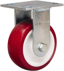 Hamilton - 5" Diam x 2" Wide x 6-1/2" OAH Top Plate Mount Rigid Caster - Polyurethane Mold on Polypropylene, 900 Lb Capacity, Straight Roller Bearing, 4 x 4-1/2" Plate - Caliber Tooling