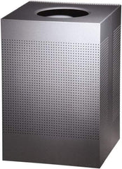 Rubbermaid - 40 Gal Silver Square Decorative Waste Receptacle With Top - Steel, 30" High x 476.25mm Long x 476.25mm Wide - Caliber Tooling