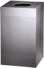 Rubbermaid - 20 Gal Silver Square Decorative Waste Receptacle With Top - Steel, 30" High x 476.25mm Long x 476.25mm Wide - Caliber Tooling