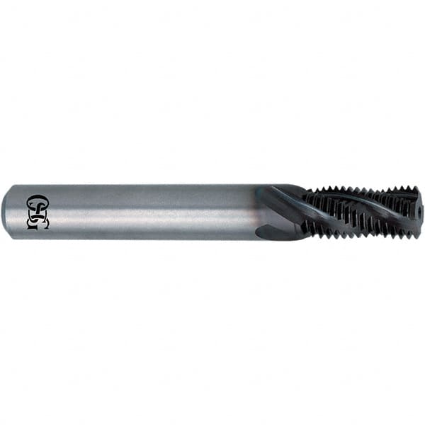 OSG - 3/8-24 UNF, 0.3" Cutting Diam, 4 Flute, Solid Carbide Helical Flute Thread Mill - External Thread, 0.582" LOC, 3" OAL, 5/16" Shank Diam - Caliber Tooling