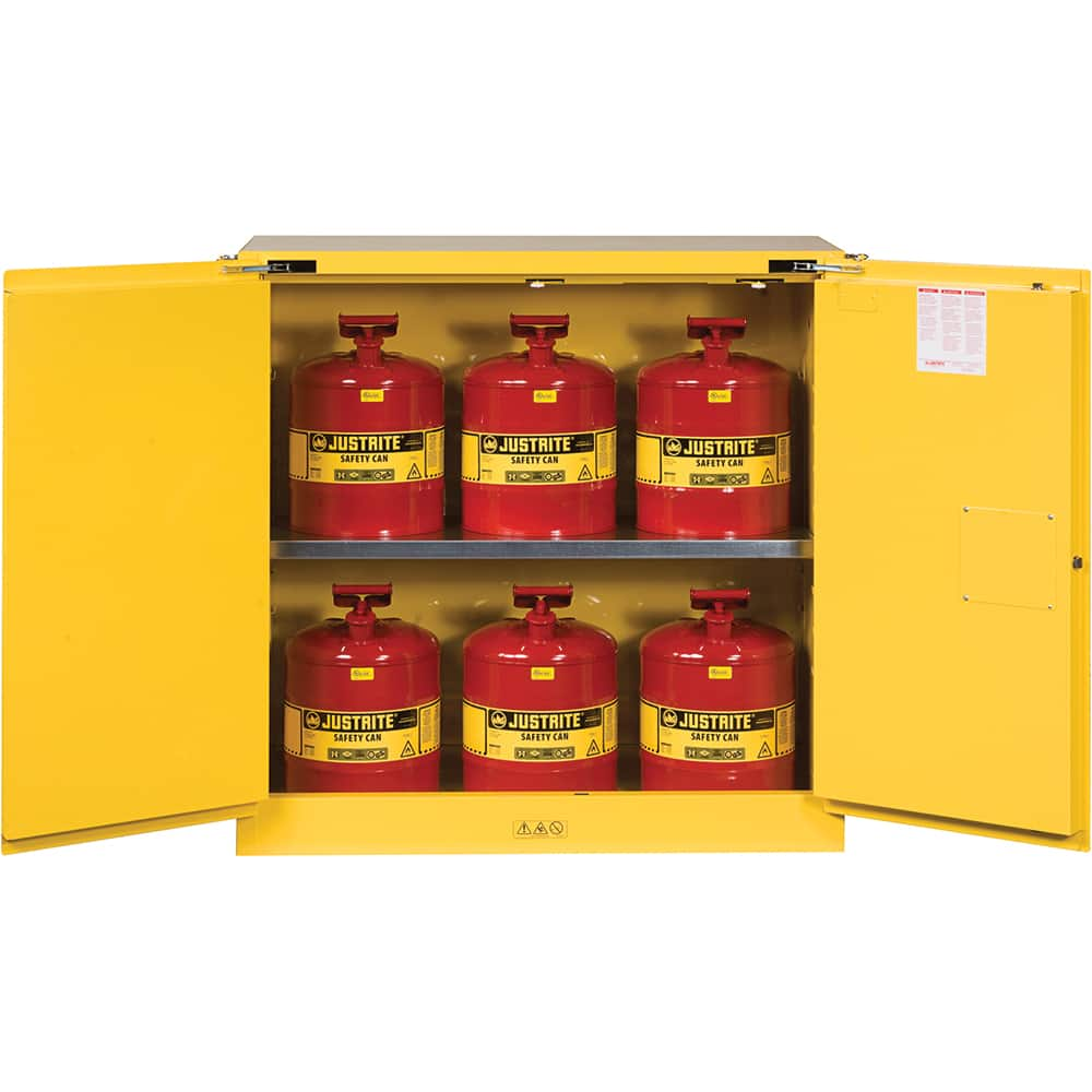 Justrite - 2 Door 1 Shelf 30 Gal Safety Cabinet for Flammable Substances - Exact Industrial Supply