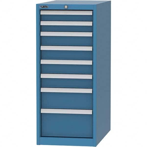 LISTA - 8 Drawer, 45 Compartment Bright Blue Steel Modular Storage Cabinet - Caliber Tooling