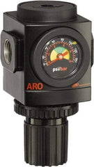 ARO/Ingersoll-Rand - 1/2 NPT Port, 210 CFM, Aluminum Standard Regulator - 0 to 140 psi Range, 250 Max psi Supply Pressure, 1/8" Gauge Port Thread, 3.15" Wide x 5.472" High - Caliber Tooling