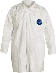 Dupont - Size M White Disposable Chemical Resistant Lab Coat - Tyvek, Snap Front, Open Cuff - Caliber Tooling