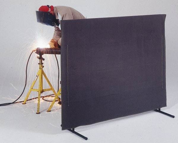 Singer Safety - 8 Ft. Wide x 6 Ft. High, 14 mil Thick Transparent Vinyl Portable Welding Screen Kit - Gray - Caliber Tooling