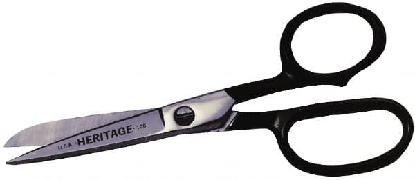 Heritage Cutlery - 5" LOC, 9-1/2" OAL Chrome Plated Standard Shears - Right Hand, Metal Straight Handle, For General Purpose Use - Caliber Tooling