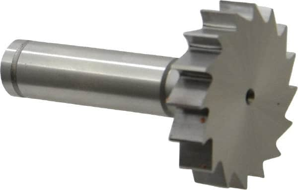 Made in USA - 1-1/2" Diam x 5/16" Face Width, Cobalt, 16 Teeth, Shank Connection Woodruff Keyseat Cutter - Uncoated, 2-5/16" OAL x 1/2" Shank, Straight Teeth, ANSI 1012, Old Standard 25 - Caliber Tooling