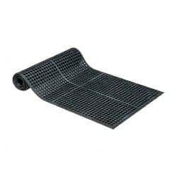 PRO-SAFE - 10' Long x 3' Wide, Dry/Wet Environment, Anti-Fatigue Matting - Black, Natural Rubber with Rubber Base - Caliber Tooling