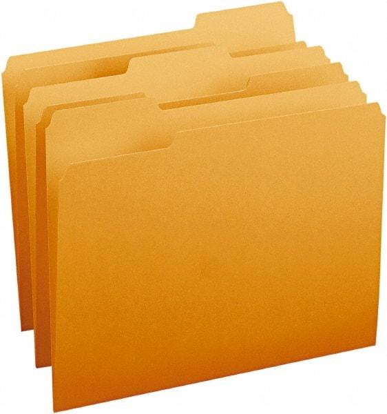 SMEAD - 8-1/2 x 11", Letter Size, Orange, File Folders with Top Tab - 11 Point Stock, Assorted Tab Cut Location - Caliber Tooling