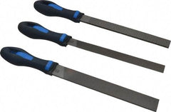 PFERD - 3 Piece American Pattern File Set - 8" Long, Coarse Coarseness, Ergonomic Handle, Set Includes Half Round, All Purpose, Rasp - Caliber Tooling