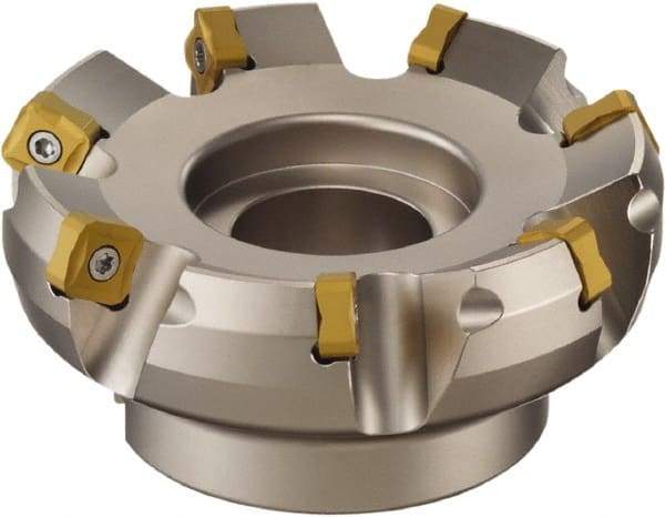 Sumitomo - 4" Cut Diam, 1-1/4" Arbor Hole, 25° Indexable Chamfer & Angle Face Mill - 7 Inserts, SNMT 1205 Insert, Right Hand Cut, Series SumiMill - Caliber Tooling