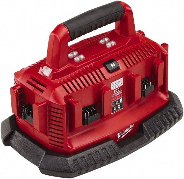 Milwaukee Tool - 18 Volt, 6 Battery Lithium-Ion Power Tool Charger - 30 min to 1 hr to Charge, Pass Through Plug Power Source - Caliber Tooling