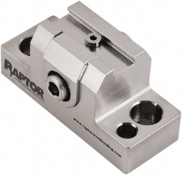 Raptor Workholding - 1-1/4" High x 1" Wide x 2-1/2" Long Dovetail Vise - 3/8" Jaw Opening Capacity, 1/8" High x 1-1/4" Wide Jaw, For 4 & 5 Axis Workholding Systems - Caliber Tooling