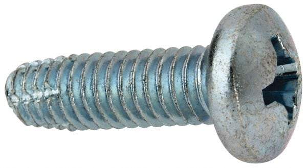 Value Collection - 5/16-18 UNC Thread, 1" Length Under Head, #4 Phillips Drive Steel Thread Cutting Screw - Pan Head, Grade 1016-1024, Point Type F, Zinc-Plated Finish - Caliber Tooling