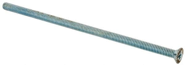 Value Collection - #8-32 UNC, 4" OAL Phillips Drive Machine Screw - Flat Head, Grade J82 Steel, Zinc-Plated Finish, Without Washer - Caliber Tooling