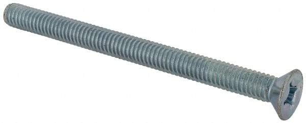 Value Collection - 5/16-18 UNC, 4" OAL Phillips Drive Machine Screw - Flat Head, Grade J82 Steel, Zinc-Plated Finish, Without Washer - Caliber Tooling