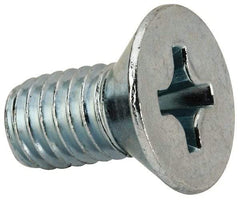 Value Collection - 3/8-16 UNC, 3/4" OAL Phillips Drive Machine Screw - Flat Head, Grade J82 Steel, Zinc-Plated Finish, Without Washer - Caliber Tooling