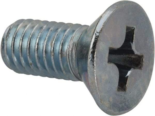 Value Collection - 3/8-16 UNC, 7/8" OAL Phillips Drive Machine Screw - Flat Head, Grade J82 Steel, Zinc-Plated Finish, Without Washer - Caliber Tooling