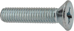 Value Collection - 3/8-16 UNC, 1-3/4" OAL Phillips Drive Machine Screw - Flat Head, Grade J82 Steel, Zinc-Plated Finish, Without Washer - Caliber Tooling