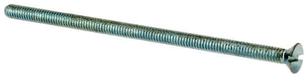 Value Collection - #8-32 UNC, 3-1/2" OAL Slotted Drive Machine Screw - Flat Head, Grade J82 Steel, Zinc-Plated Finish, Without Washer - Caliber Tooling