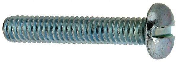 Value Collection - #12-24 UNC, 1-1/4" Length Under Head Slotted Drive Machine Screw - Pan Head, Grade J82 Steel, Zinc-Plated Finish, Without Washer - Caliber Tooling