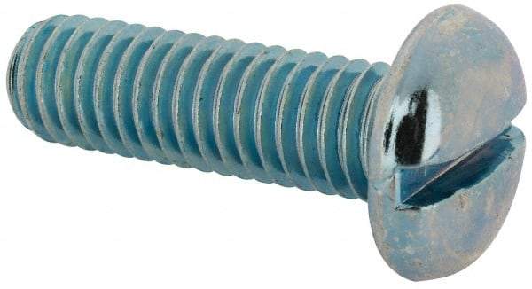 Value Collection - 3/8-16 UNC, 1-1/4" Length Under Head Slotted Drive Machine Screw - Pan Head, Grade J82 Steel, Zinc-Plated Finish, Without Washer - Caliber Tooling