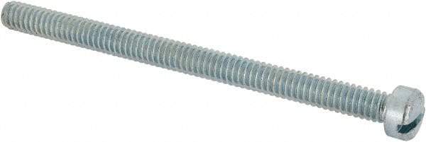 Value Collection - 1/4-20 UNC, 3-1/2" Length Under Head Slotted Drive Machine Screw - Fillister Head, Grade J82 Steel, Zinc-Plated Finish, Without Washer - Caliber Tooling