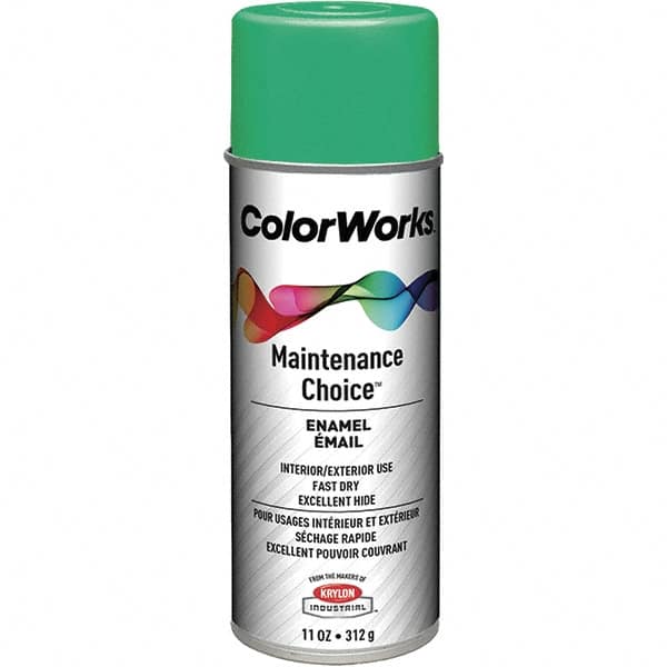 Krylon - Safety Green, Enamel Spray Paint - 15 to 18 Sq Ft per Can, 16 oz Container, Use on General Industrial Maintenance & Touch-up Work - Caliber Tooling