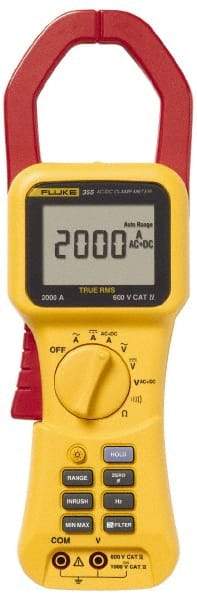 Fluke - 355, CAT IV, CAT III, Digital True RMS Clamp Meter with 2.2835" Clamp On Jaws - 600 VAC, 1000 VDC, 1400 AC Amps, 2000 DC Amps, Measures Voltage, Current, Frequency, Resistance - Caliber Tooling