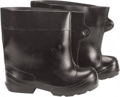 Winter Walking - Men's 5 - 7.5 (Women's 7-9.5) Traction Overboots - 10" High, Plain Toe, Nonslip Sole, Rubber Upper, Black - Caliber Tooling