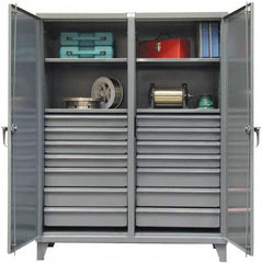 Strong Hold - 4 Shelf 14 Bin Locking Storage Cabinet - Steel, 72" Wide x 24" Deep x 78" High, Dark Gray - Caliber Tooling