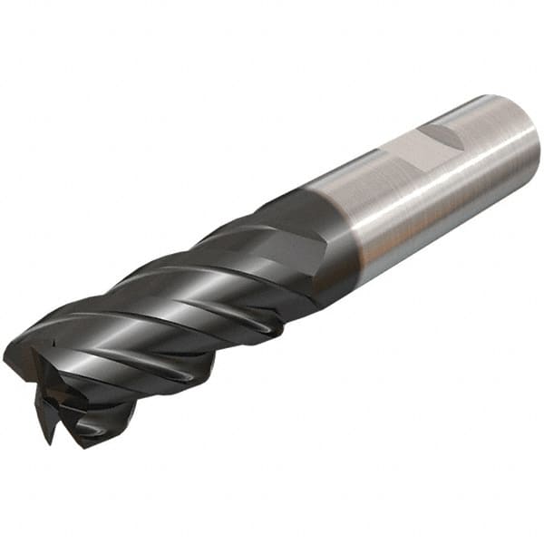 Iscar - 8mm, 20mm LOC, 8mm Shank Diam, 63mm OAL, 4 Flute, Solid Carbide Square End Mill - Single End, TiAlN Finish, Spiral Flute, 45° Helix, Right Hand Cut, Right Hand Flute - Caliber Tooling