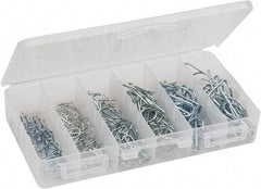 Value Collection - 100 Piece, 1/4 to 3/4" Pin Diam, Locking Cotter Pin Assortment - Spring Wire - Caliber Tooling