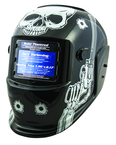 #41282 - Solar Powered Welding Helment; Black with Skull and Pistol Graphics - Caliber Tooling