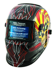 #41283 - Solar Powered Welding Helment; Black with Skull and Pipewrench Graphics - Caliber Tooling