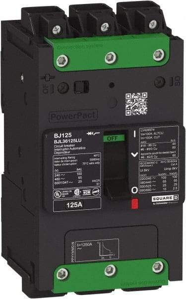 Square D - 20 Amp, 347 VAC, 1 Pole, Panel Mount B-Frame Circuit Breaker - Thermal-Magnetic Trip, 100 kA at 240 VAC, 25 kA at 347 VAC, 65 kA at 277 VAC Breaking Capacity, 14-2/0 AWG - Caliber Tooling