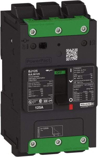 Square D - 45 Amp, 600Y/347 VAC, 3 Pole, Unit Mount B-Frame Circuit Breaker - Thermal-Magnetic Trip, 25 kA at 240 VAC, 18 kA at 277 VAC, 14 kA at 600Y/347 VAC Breaking Capacity, 14-3/0 AWG - Caliber Tooling