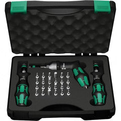 Wera - 28 Piece, 2-1/2 to 55 In/Lb, Ergo Cushion Grip Driver Adjustable Torque Limiting Screwdriver Kit - 1/4" Drive - Caliber Tooling