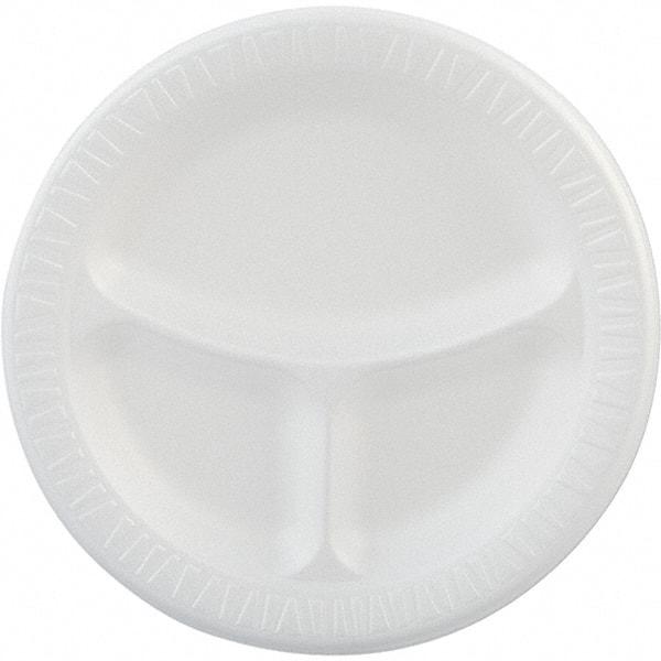 DART - Foam Dinnerware, Plate, 3-Comp, 9" - White - Caliber Tooling