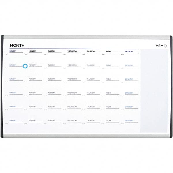 Quartet - 18" High x 30" Wide Magnetic Dry Erase Calendar - Steel, Includes Mounting Kit - Caliber Tooling